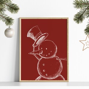 Snowman Print // christmas wall art, winter wall art, christmas decorations, festive print, christmas printables, PRINTABLE WALL ART