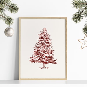 Christmas Tree Poster // rote weihnachtsdeko, Weihnachtsdekoration, Weihnachtsdekoration, rote druckbare Wandkunst