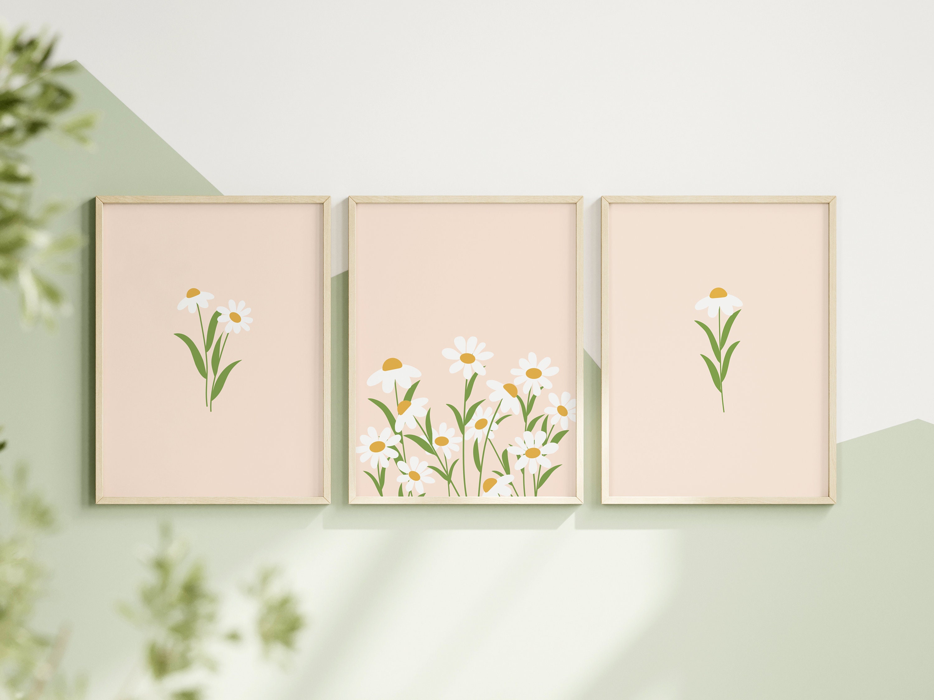 Daisy Print Set of 3 / Daisy Wall Art, Nursery Print, Flower Print, Set ...