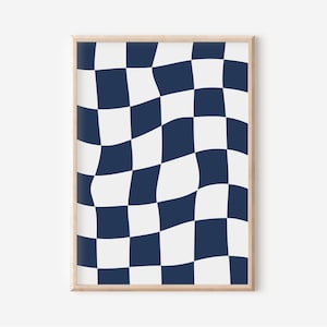 Marineblauwe geruite print/dambordkunst aan de muur, trendy muurkunst, marine kunst aan de muur, marine print, dambord kamerinrichting, AFDRUKBARE WALL ART