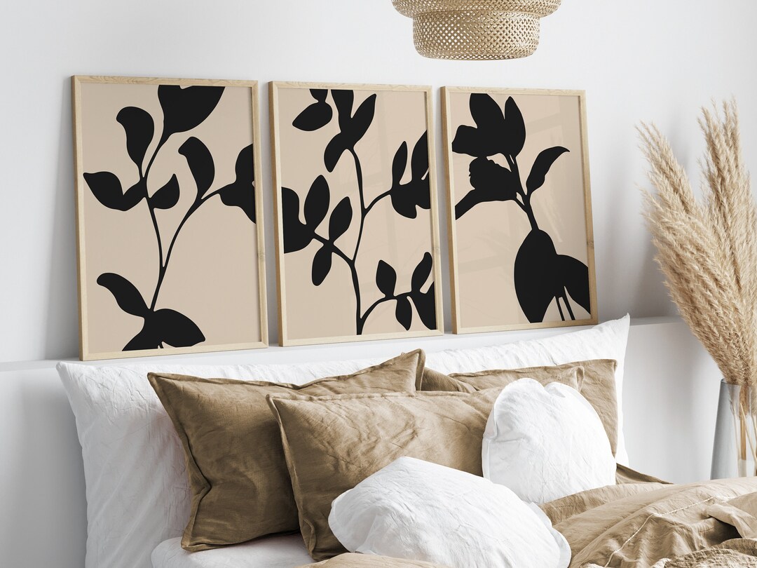 Neutral Botanical Prints, Black Beige Gallery Wall Art (printable) - Etsy