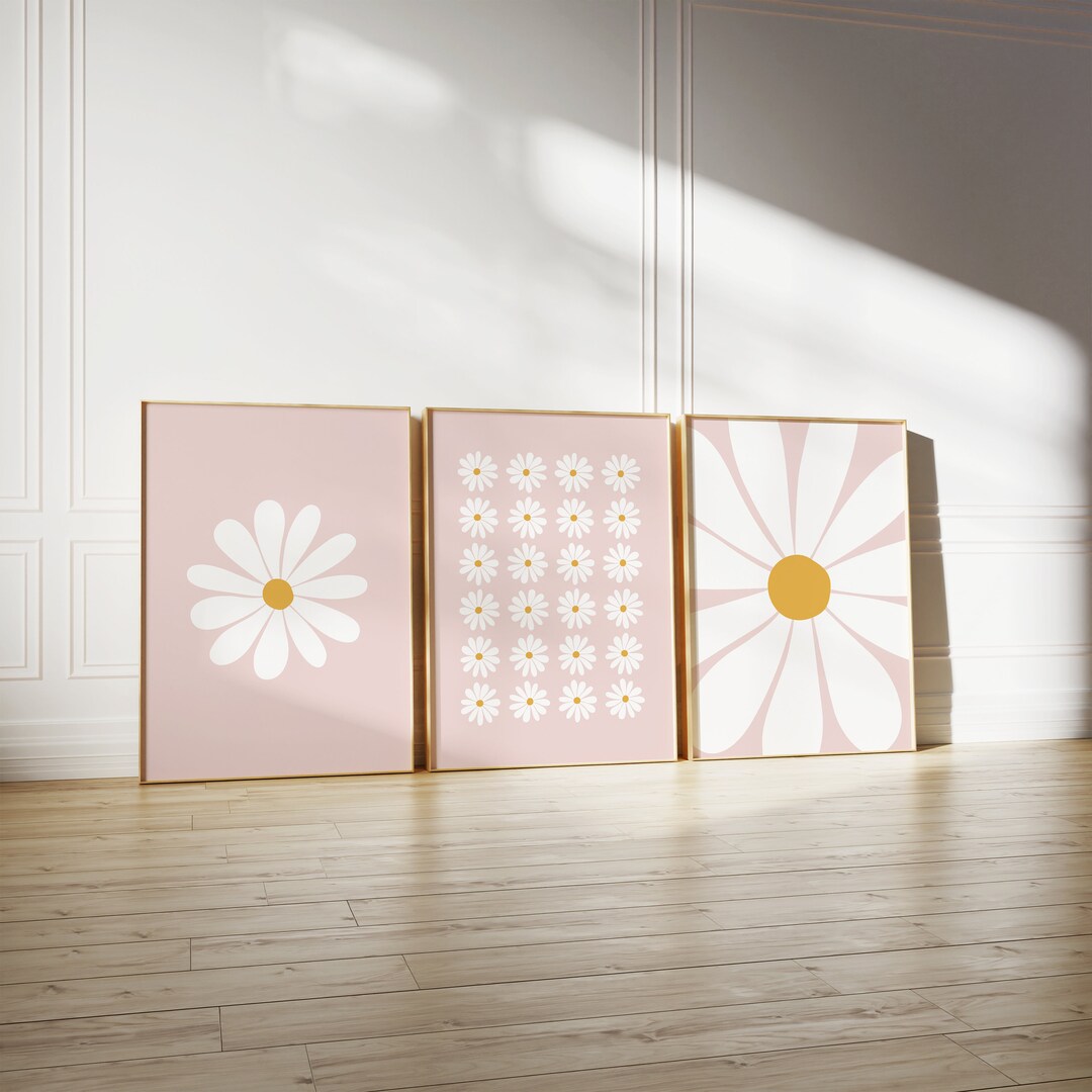 Daisy Print Set of 3 / Daisy Wall Art, Nursery Print, Flower Print, Set ...