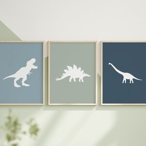 Dinosaur Set Of 3 Prints // boys nursery print, toddler boy print, playroom wall art, dinosaur wall art, boys room decor PRINTABLE WALL ART