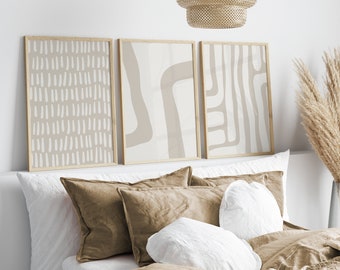 Zestaw ścienny Neutral Beige Gallery // zestaw 3 beżowych grafik ściennych, nowoczesne wydruki artystyczne, neutralne wydruki, wydruki boho, sztuka do druku, CYFROWE POBIERANIE