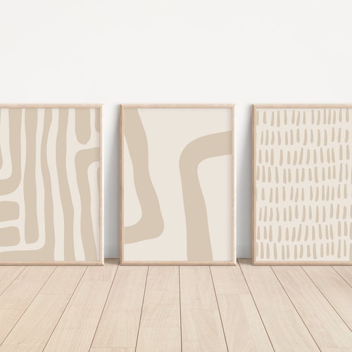 Neutral Beige Gallery Wall Set // Beige Wall Art Set of 3 Etsy