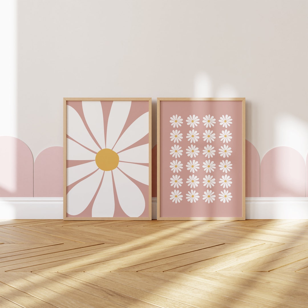Daisy Print Set of 2 / Daisy Wall Art, Nursery Print, Boho Print ...