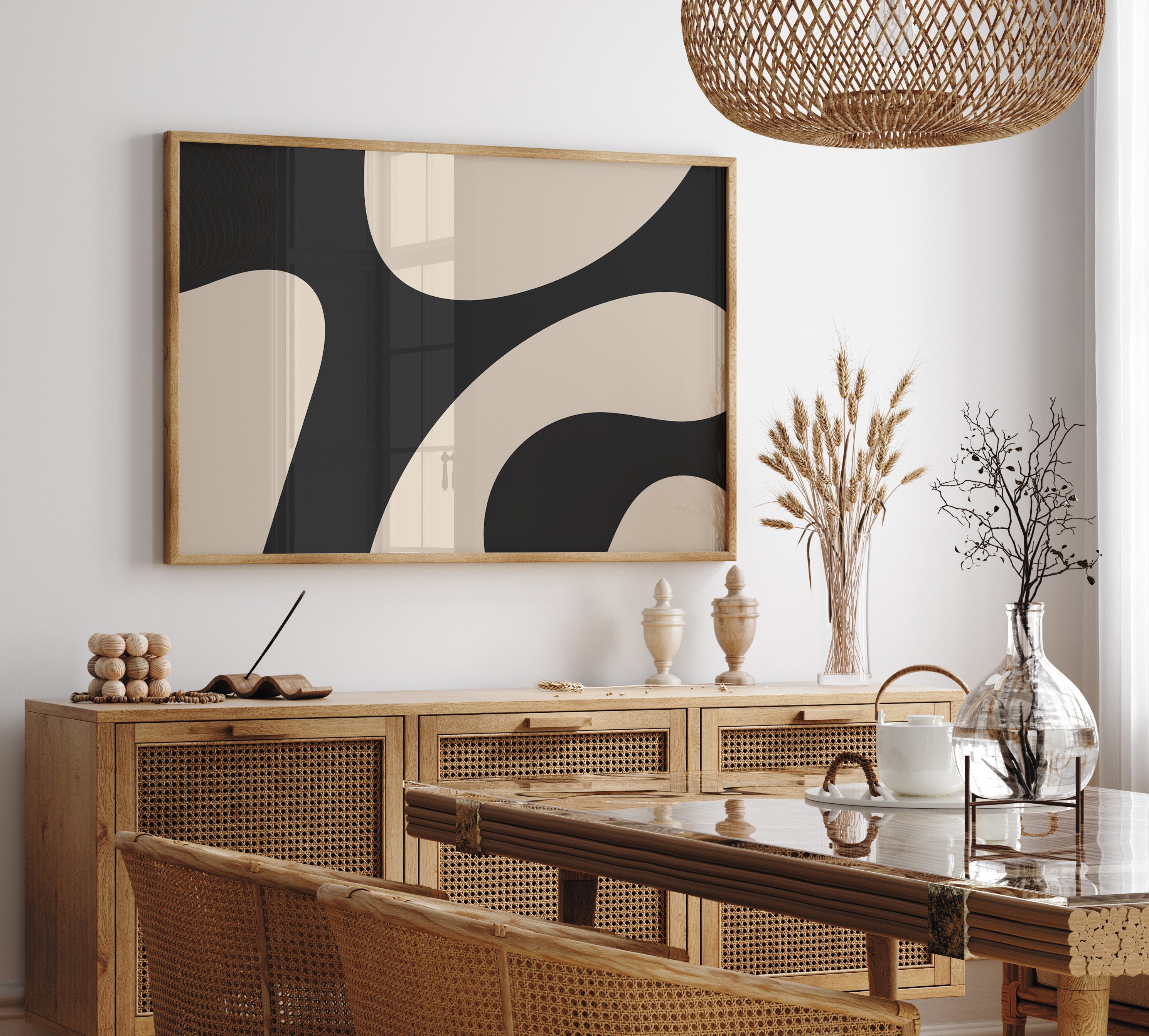 Minimalistic Beige and Black Art Print / Minimalist Wall Art, Neutral ...