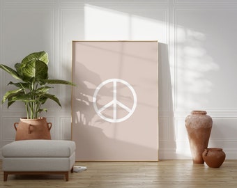 Peace Sign Print / neutral nursery decor, nursery print, kids room print, playroom decor, beige kids wall art, PRINTABLE WALL ART