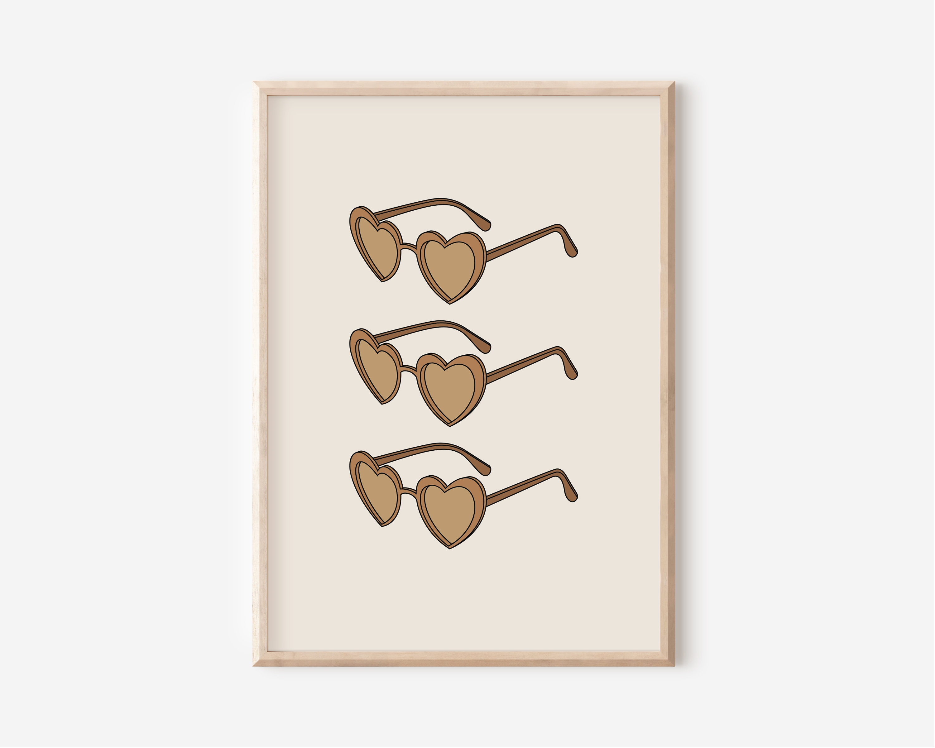 Heart Sunglasses Print // heart sunnies wall art, preppy print, playroom wall art, girls room, print, neutral wall art, PRINTABLE WALL ART