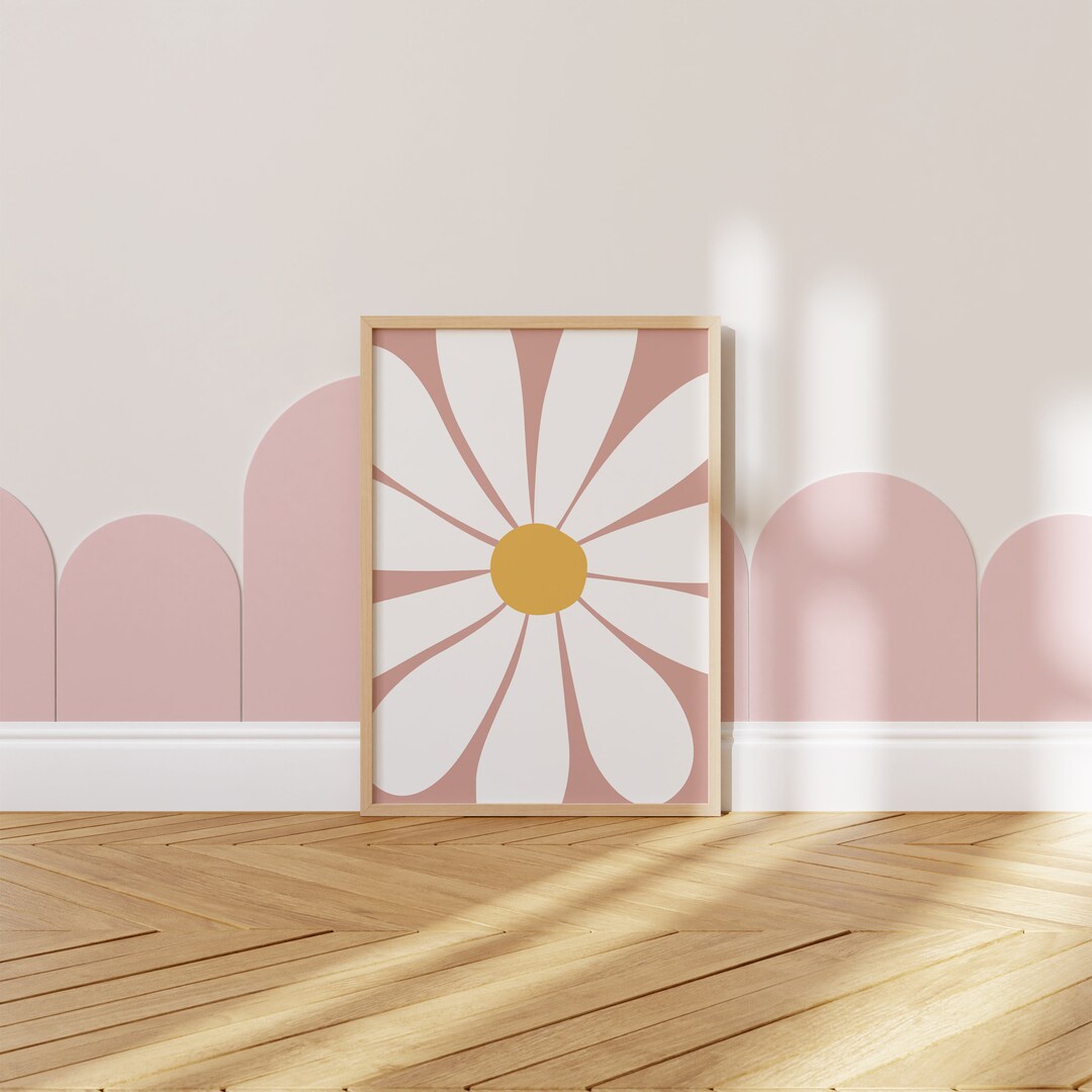 Daisy Flower Print, Dusty Pink Nursery Decor (digital Download) - Etsy