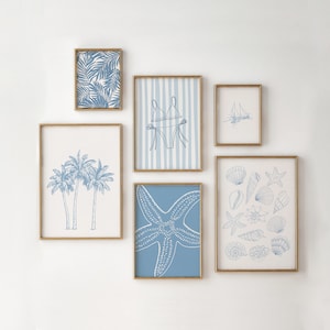 Coastal Print Set Of 6 // Küstenlandschaft, Sommer Wandkunst, Strand Bilder, Bikini Print, Palmen Print, DRUCKBARE WAND KUNST