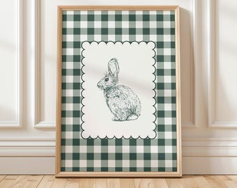 Rabbit Nursery Print, Vintage Bunny Wall Art, Neutral Nursery Prints (Digital Download)