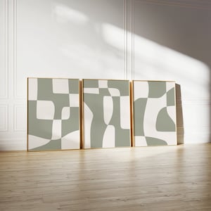 Sage Green Gallery Wall Set // set of 3 sage green prints, modern art prints, sage green wall art, minimalist art prints, PRINTABLE WALL ART