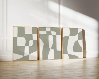 Sage Green Gallery Wall Set // set of 3 sage green prints, modern art prints, sage green wall art, minimalist art prints, PRINTABLE WALL ART
