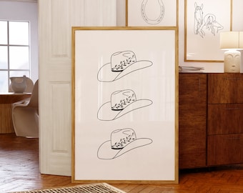 Cowboy Hat Print, Minimal Western Cowgirl Wall Art (Digital Download)