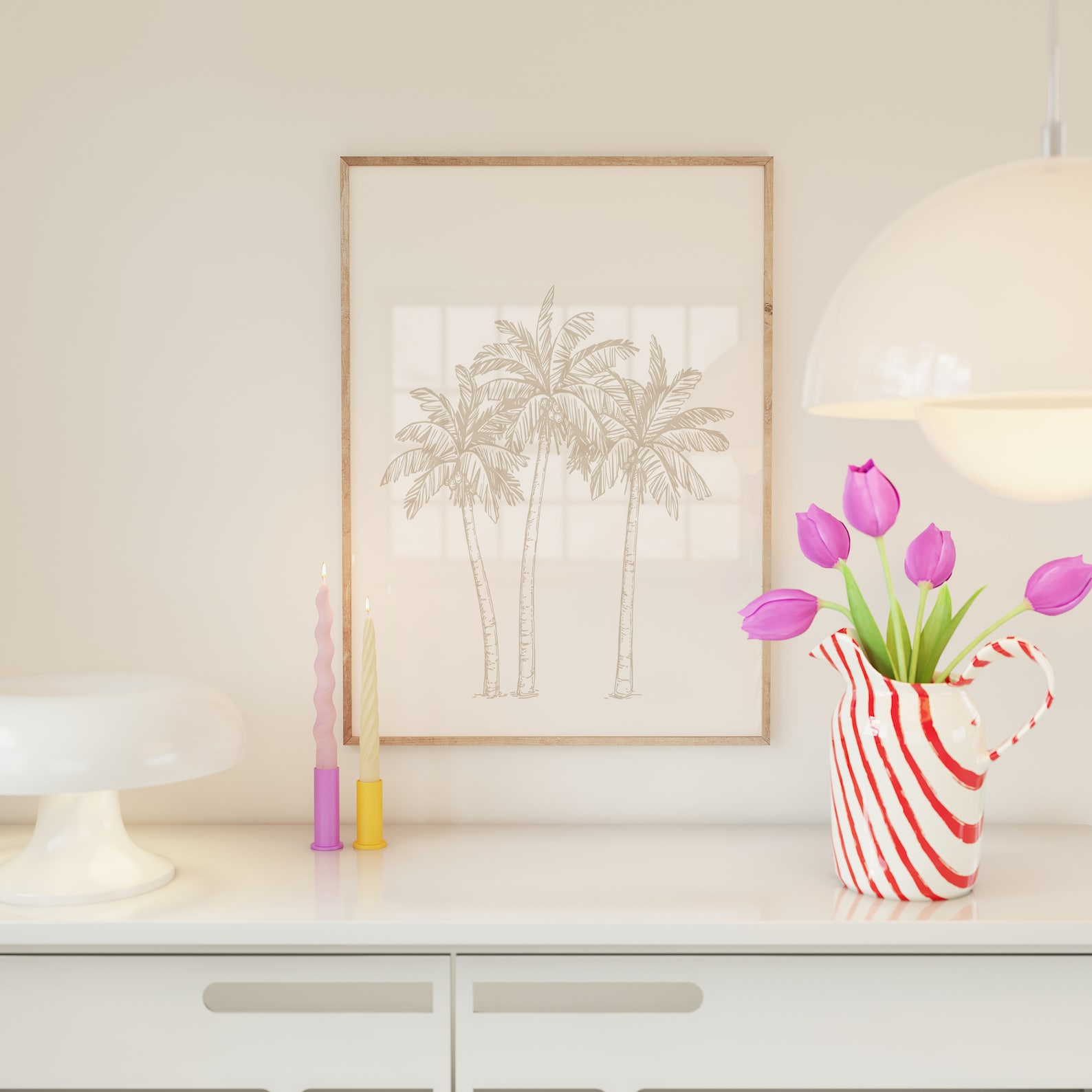 View of Palm Tree Print // Trendy Coastal Wall Art, Beach Prints, Coastal Wall ...