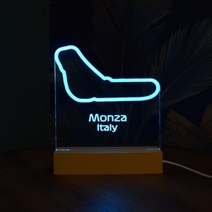 Mapa de pista LED/RGB de Monza F1. Regalo perfecto para fanáticos de la F1, novios, padres y fanáticos de las carreras.