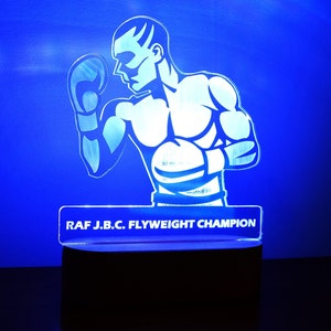 Boxing Silhouette Acrylic LED Plaque – Personalised Gift for Boxers & Boxing Fans