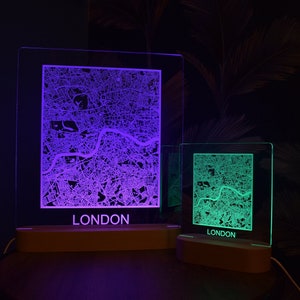 London Map 7 Color LED Plaque - Handgefertigte beleuchtete Stadtplandekor