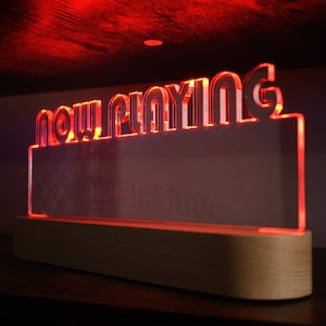 Panneau LED acrylique Now Spinning / Now Playing - Cadeau personnalisé pour les amateurs de musique et de vinyle.  Musiciens, salle de disques, salle de musique, Noël