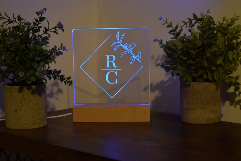 Personalized LED Acrylic Wedding Sign – Initials Display, Anniversary ...