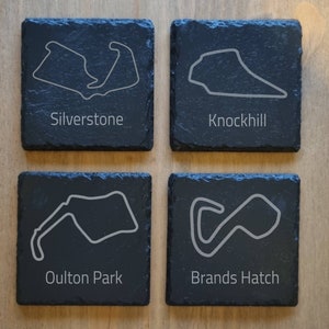 Racing circuit coasters, slate - Iconic British circuits BTCC, BSB.