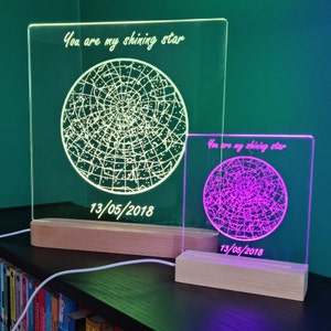Acryl-LED-Sternkartenlicht | Mütter, Jubiläum, Paare, besondere Daten Nachtlicht.