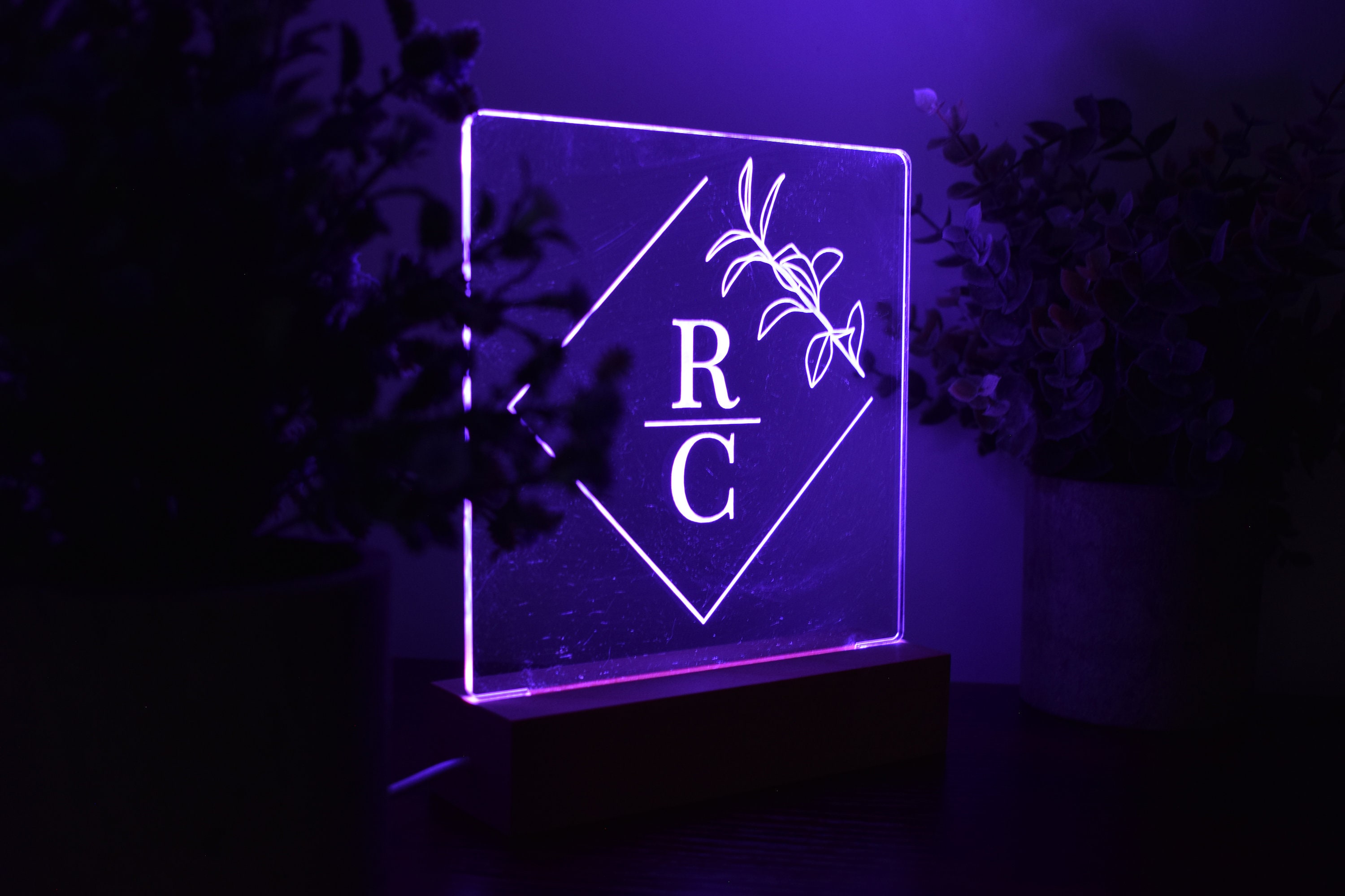 Personalized LED Acrylic Wedding Sign – Initials Display, Anniversary ...