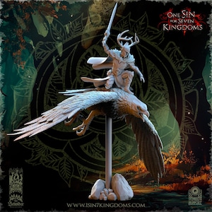 Faelar Evergreen Commander on Eagle, The Beholder Miniatures