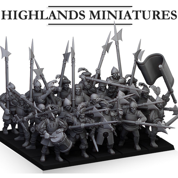 Tropas de Sunland con alabardas, Highland Miniatures