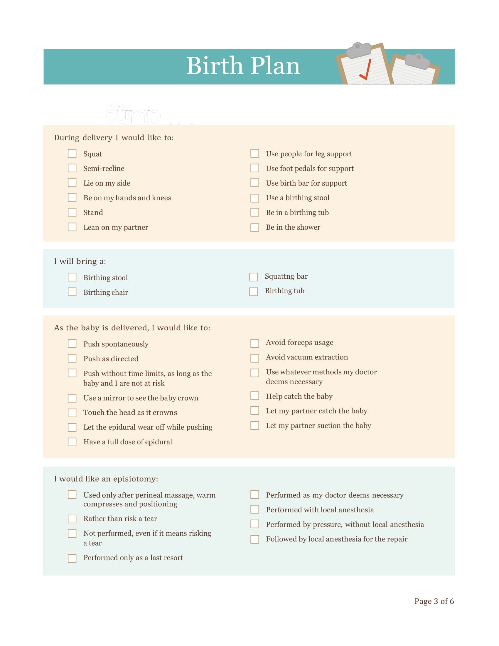 Birth Plan Template Detailed High Quality Template - Etsy