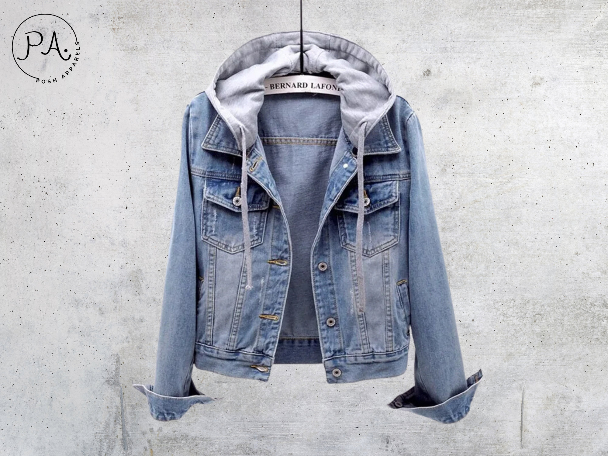 Men's Patchwork Denim Hoodie Streetwear Loose Hooded Jacket Casual Spliced  Zipper Coat,Blue,M