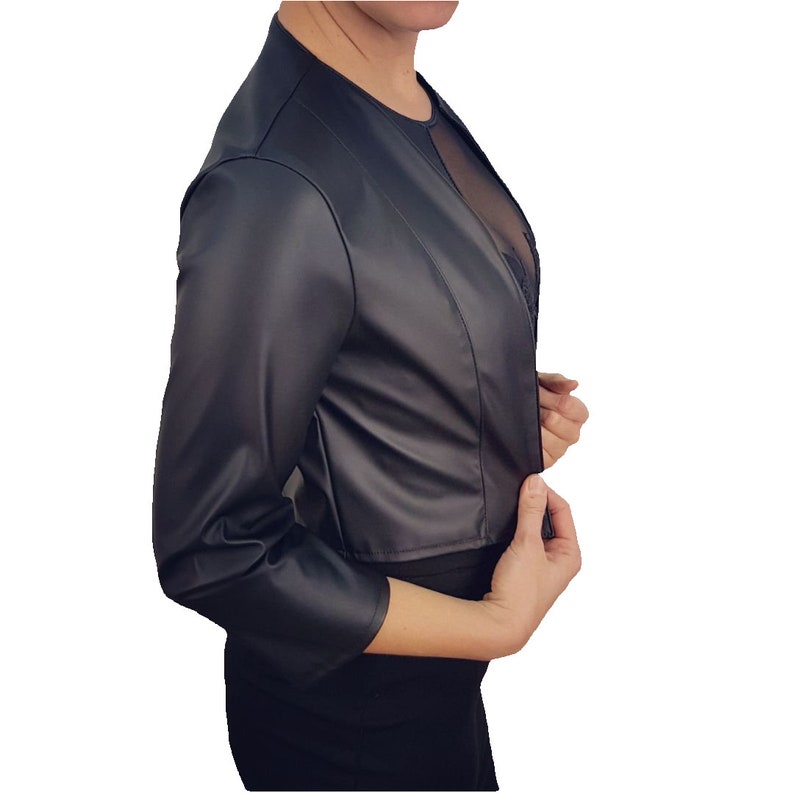 Bolero jacket made of black eco leather image 4