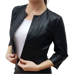 Veste boléro en cuir écologique noir