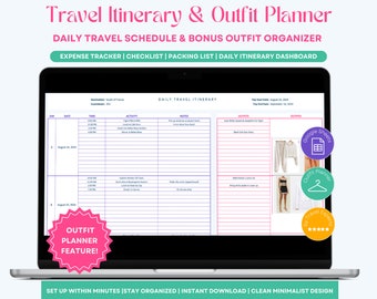 Travel Itinerary Spreadsheet, Digital Travel Planner Tool, Vacation Planner Template, Trip Organizer, Trip Planning Tracker, Google Sheets