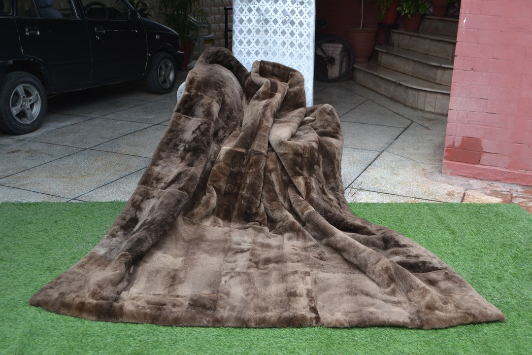 Genuine Real Sheared Beaver Fur Blanket King Size Throw 85 X 75 Rug Etsy