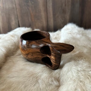 Handcarved Black Walnut Wood Kuksa, Walnut Kuksa, Wooden Bushcraft Mug, Walnut Camping Mug