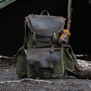 Bushcraft Backpack, Tactical survival backpack,  Waxed Canvas Backpack, Bushcraft Bag, Woodsman Gift, Christmas Gift