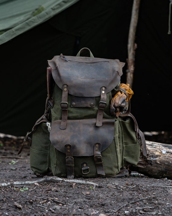 Bushcraft Backpack, Tactical Survival Backpack, Waxed Canvas