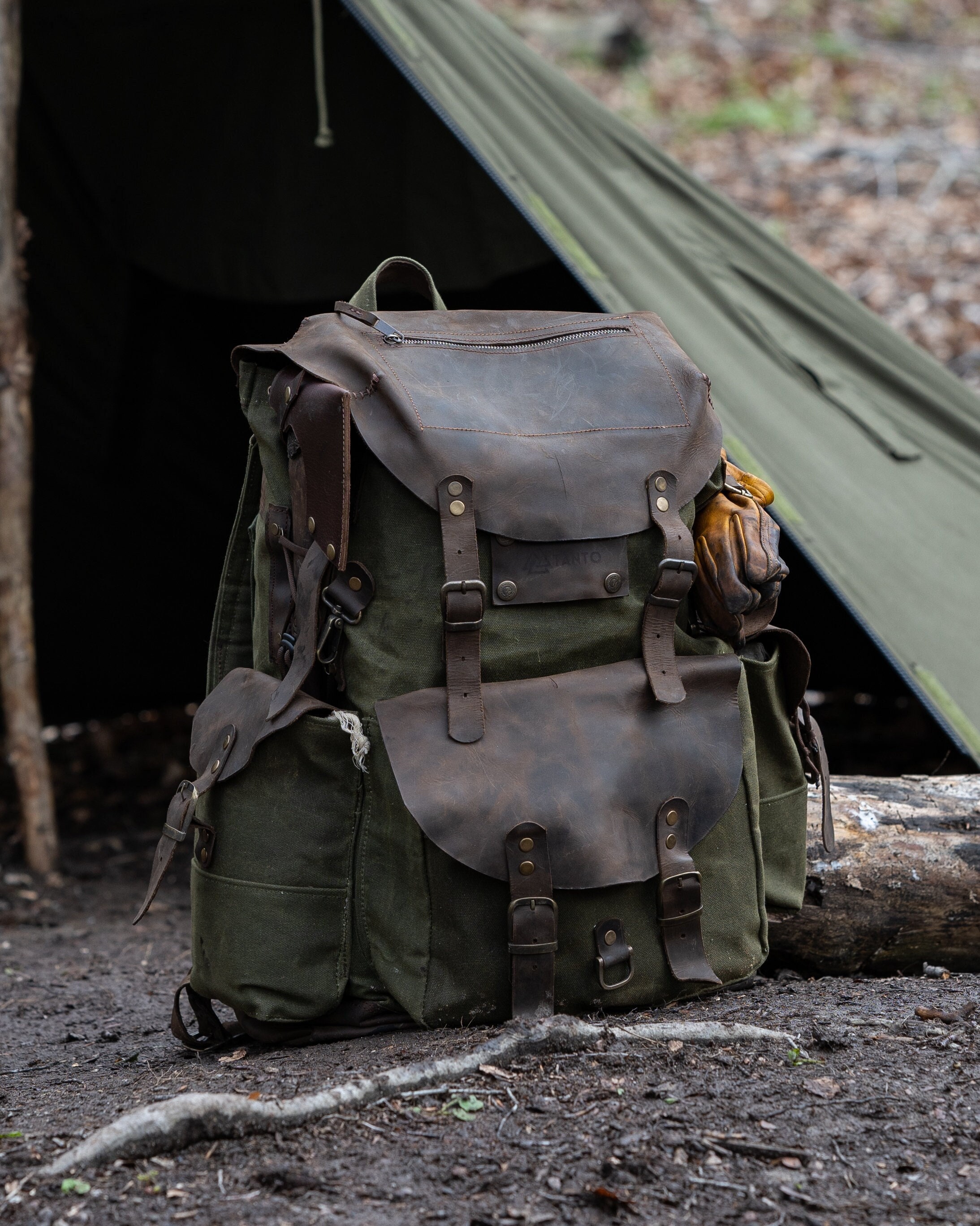 Bushcraft Backpack Tactical Survival Backpack Waxed Canvas Etsy