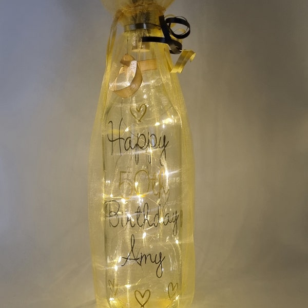 Personalised Light Up Bottle/Any Occasion Gift For Her/LED Light Up Bottle/Any Age Personalised LED Light Up Bottle/Light Up Bottle For Her