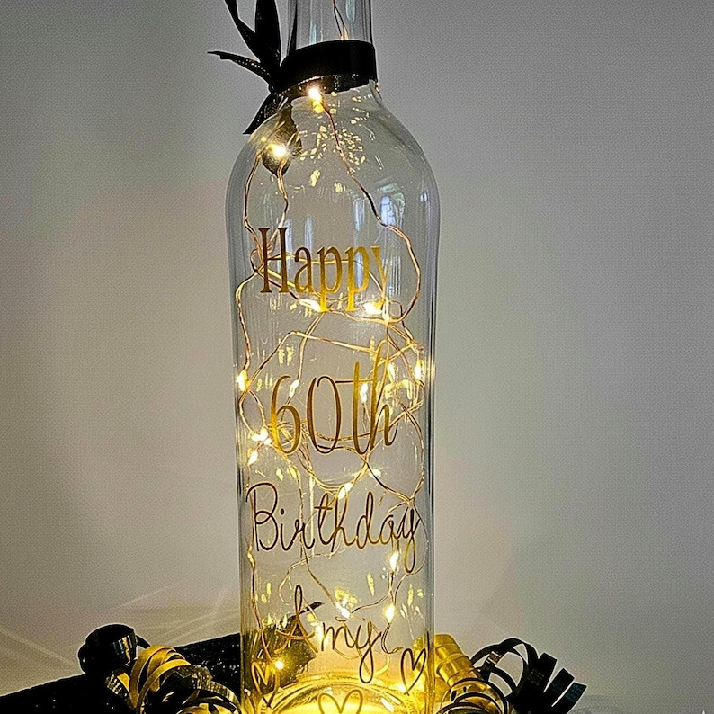 Personalised 60th Birthday Light up Bottle: Milestone Age Keepsake With ...