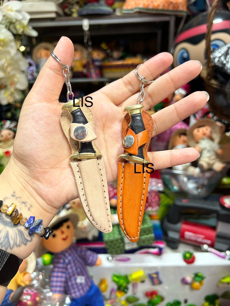 Mini Bowie Knife Machete, Minutare Knife, Leather Knife Keychain Etsy