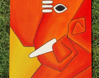ガネーシャ神の絵画、ガネーシャのダンスの絵画、インドのピチワイ絵画