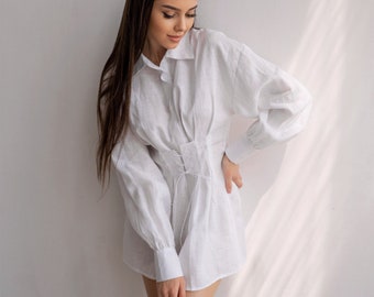 Chemise blanche pour femme, Robe chemise, Chemise corset - Stelee Wear