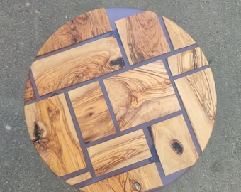 Epoxy Resin & Olive Wood Coffee Table: Unique Modern Design