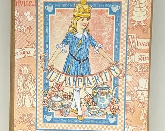 Álbum de recuerdos hecho a mano con la colección de papeles “Alice’s Tea Party” de Graphic-45