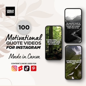 100 Canva Editable Ready To Use Inspirational and  Motivational  quotes Instagram Reels, Youtube Shorts, Tiktok Videos, Motivation quotes