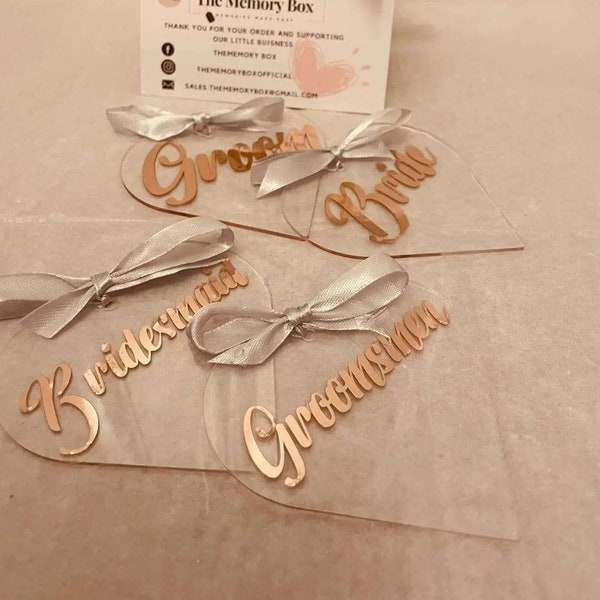 Wedding place name tags Bride/Groom/Wedding Party/Guests for your special day