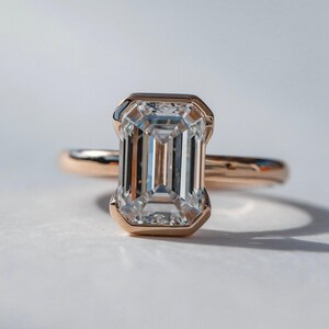 Smaragdschliff Verlobungsring in 14k Massivgold 2 Karat Moissanit Verlobungsring